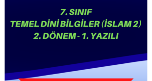 7. Sınıf TDB(İslam-2) 2. Dönem 1. Yazılı Sınavı 3 7.SINIF 4