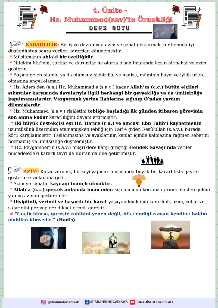 4. Hz. Muhammed’in (s.a.v.) Davasındaki Cesaret ve Kararlılığı 1 4. Hz. Muhammed’in (s.a.v.) Davasındaki Cesaret ve Kararlılığı
