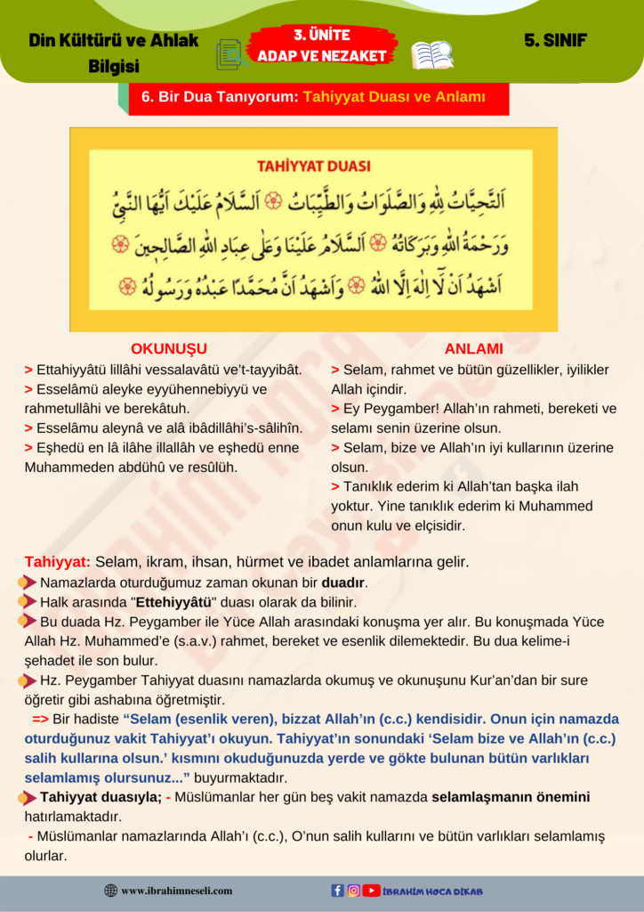 6. Bir Dua Tanıyorum: Tahiyyat Duası ve Anlamı 1 6. Bir Dua Tanıyorum: Tahiyyat Duası ve Anlamı