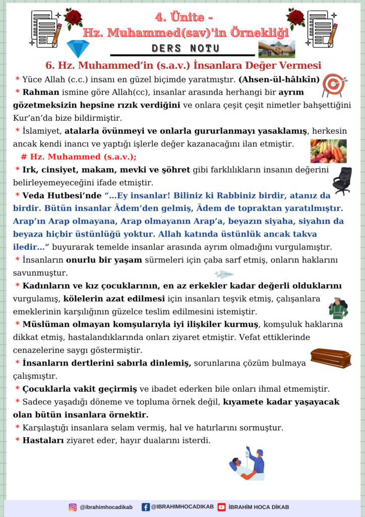 6. Hz. Muhammed’in (s.a.v.) İnsanlara Değer Vermesi 1 6. Hz. Muhammed’in (s.a.v.) İnsanlara Değer Vermesi
