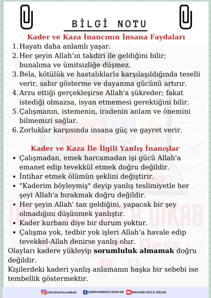 Kader ve Kaza İnancının İnsana Faydaları 1 Kader ve Kaza Inancinin Insana Faydalari